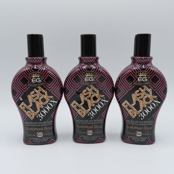 European Gold 3 Pack Flash Black 3000X Indoor Tanning Bed Lotion 12 Fl Oz NEW - Picture 9 of 10